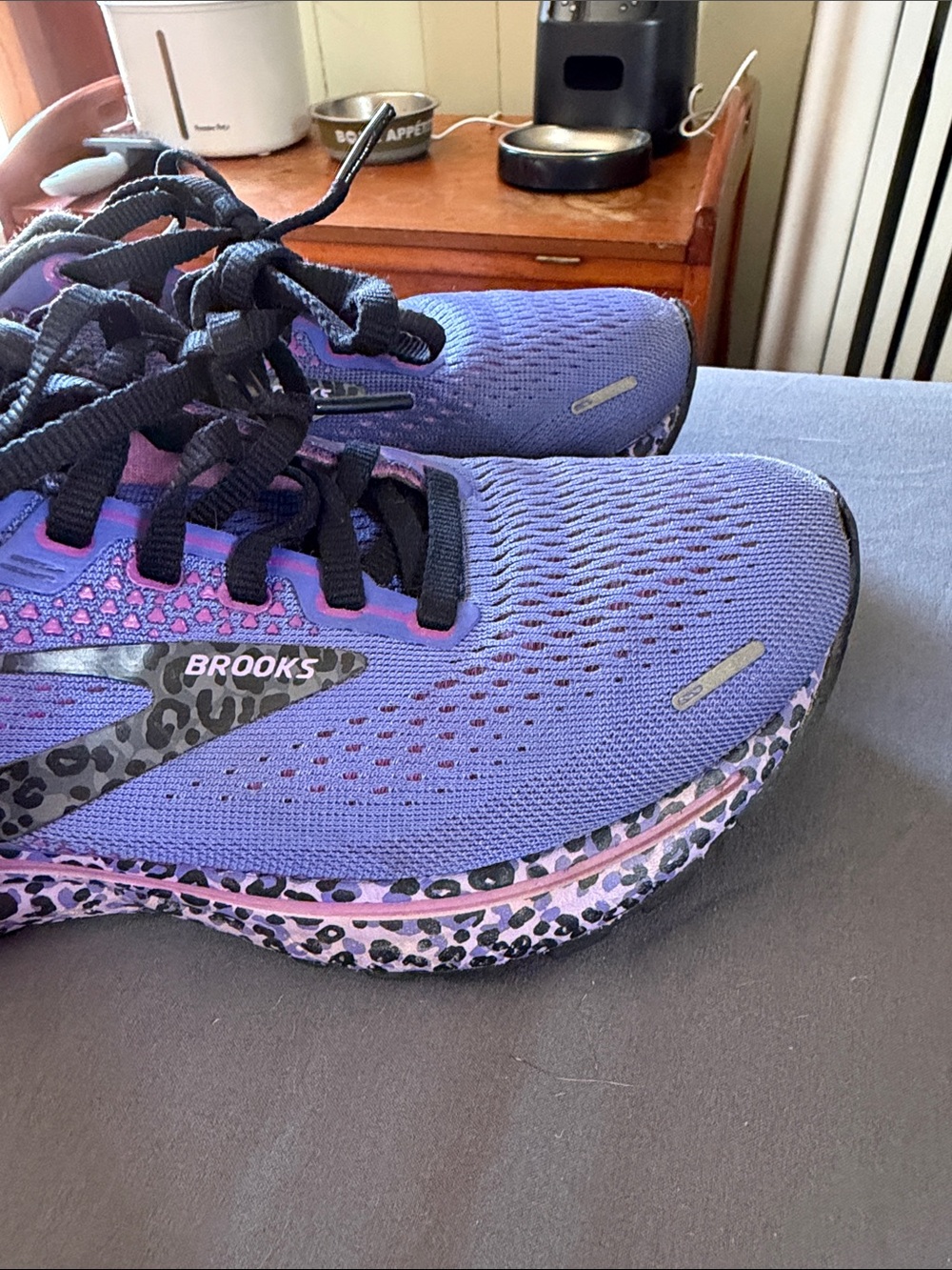Brooks Womens Ghost 14 Running Shoes Size 6.5 Purple Leopard Print 1203561B578 - Picture 11 of 12
